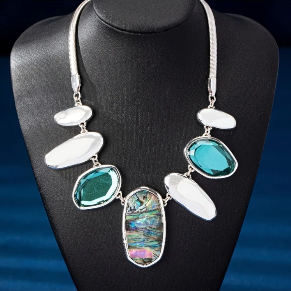 Bohemian Abalone & White Stone Necklace